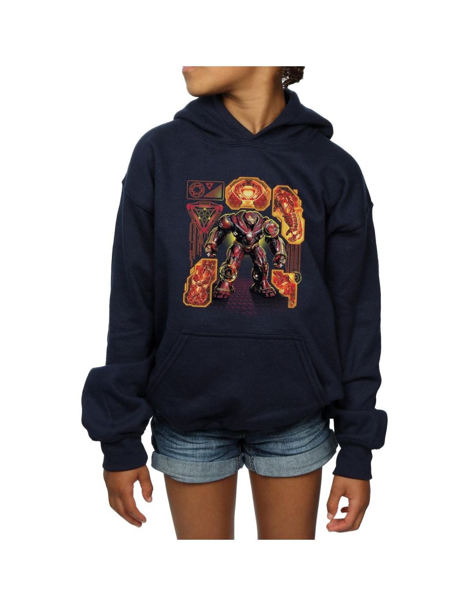 Marvel Girls Avengers Infinity War Hulkbuster Blueprint Hoodie - Navy Blue - 3