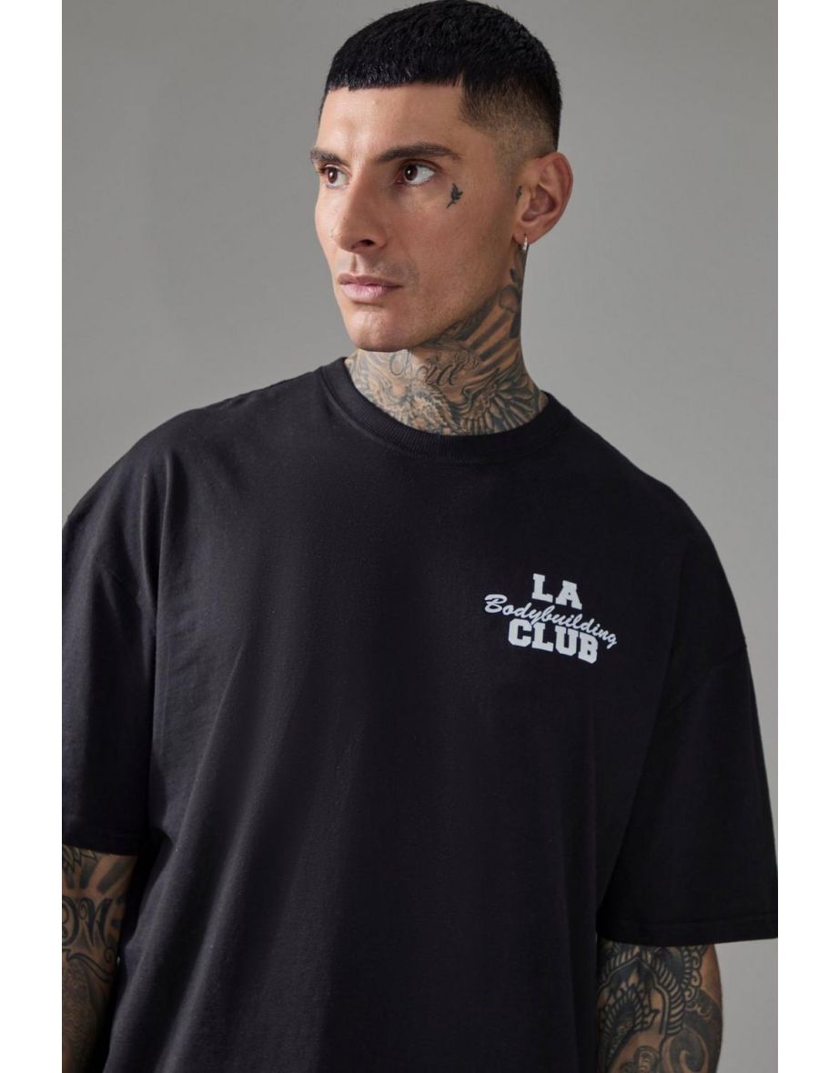 Tall Man Active LA Bodybuilding Club Oversized T-shirt - black