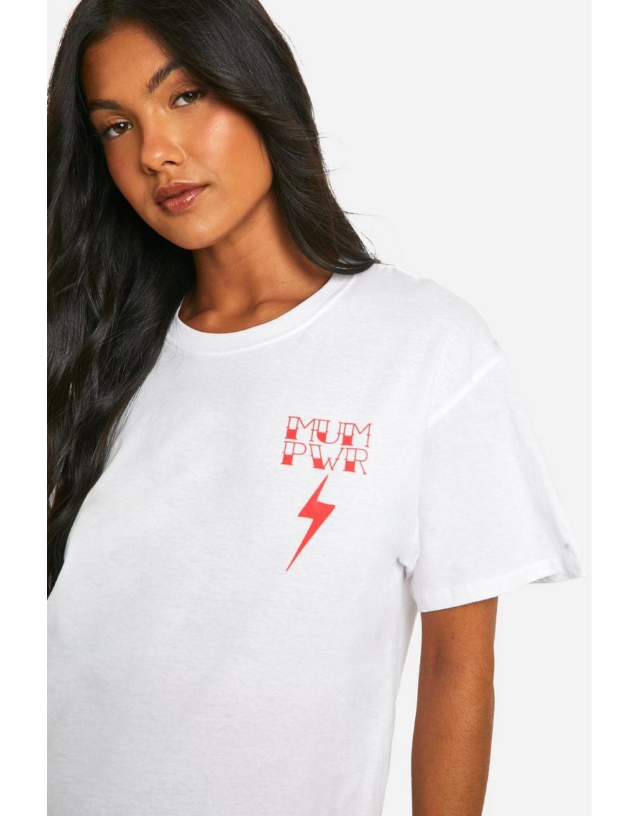 Maternity Mum Power Printed Oversized T-shirt - white - 3