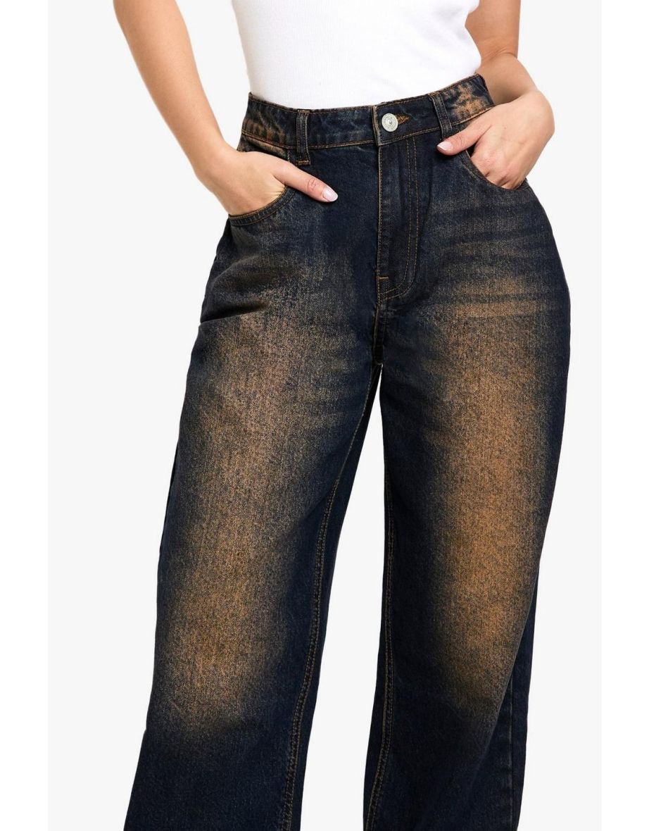 Sand Wash Raw Indigo Denim Straight Leg Jean - 3