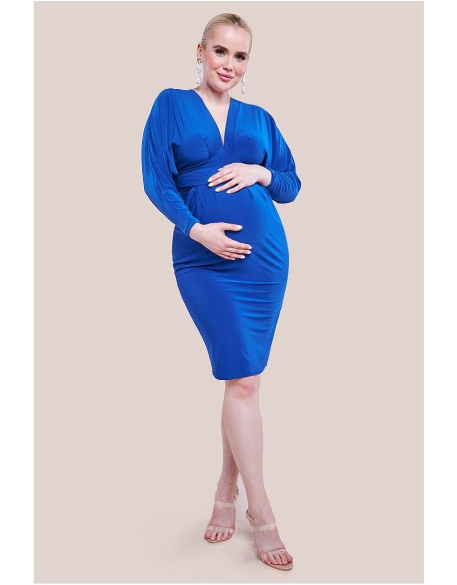 Goddiva Maternity Batwing Sleeve Midi Dress