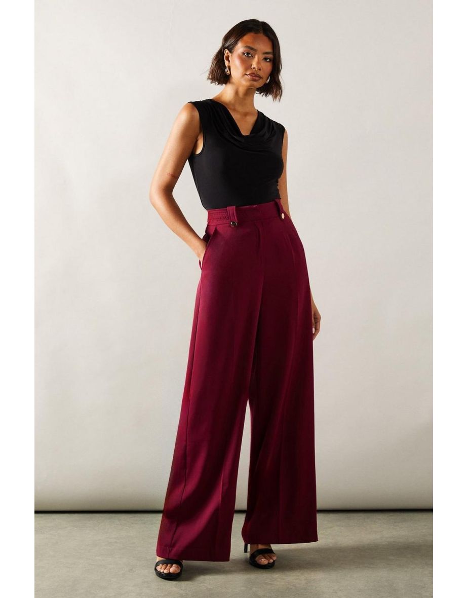 Tall Gold Trim Wide Leg Trousers
