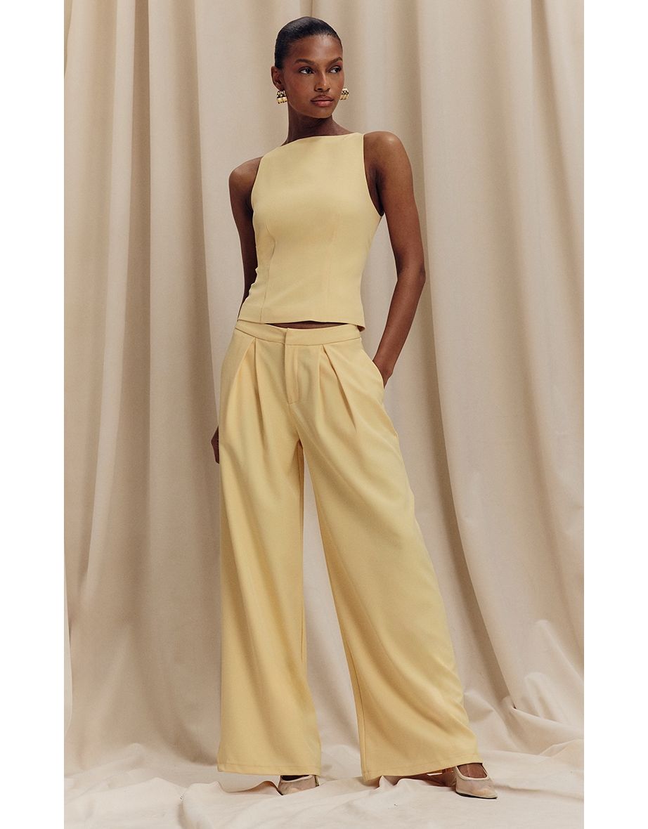 Lemon Woven Tailored Wide Leg Trousers