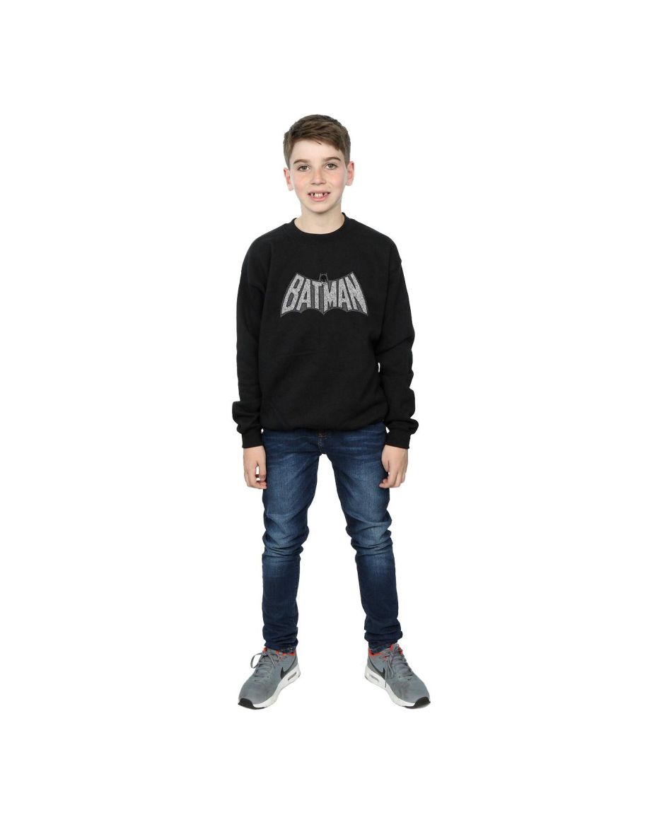 DC Comics Boys Batman Retro Crackle Logo Sweatshirt - Black - 3