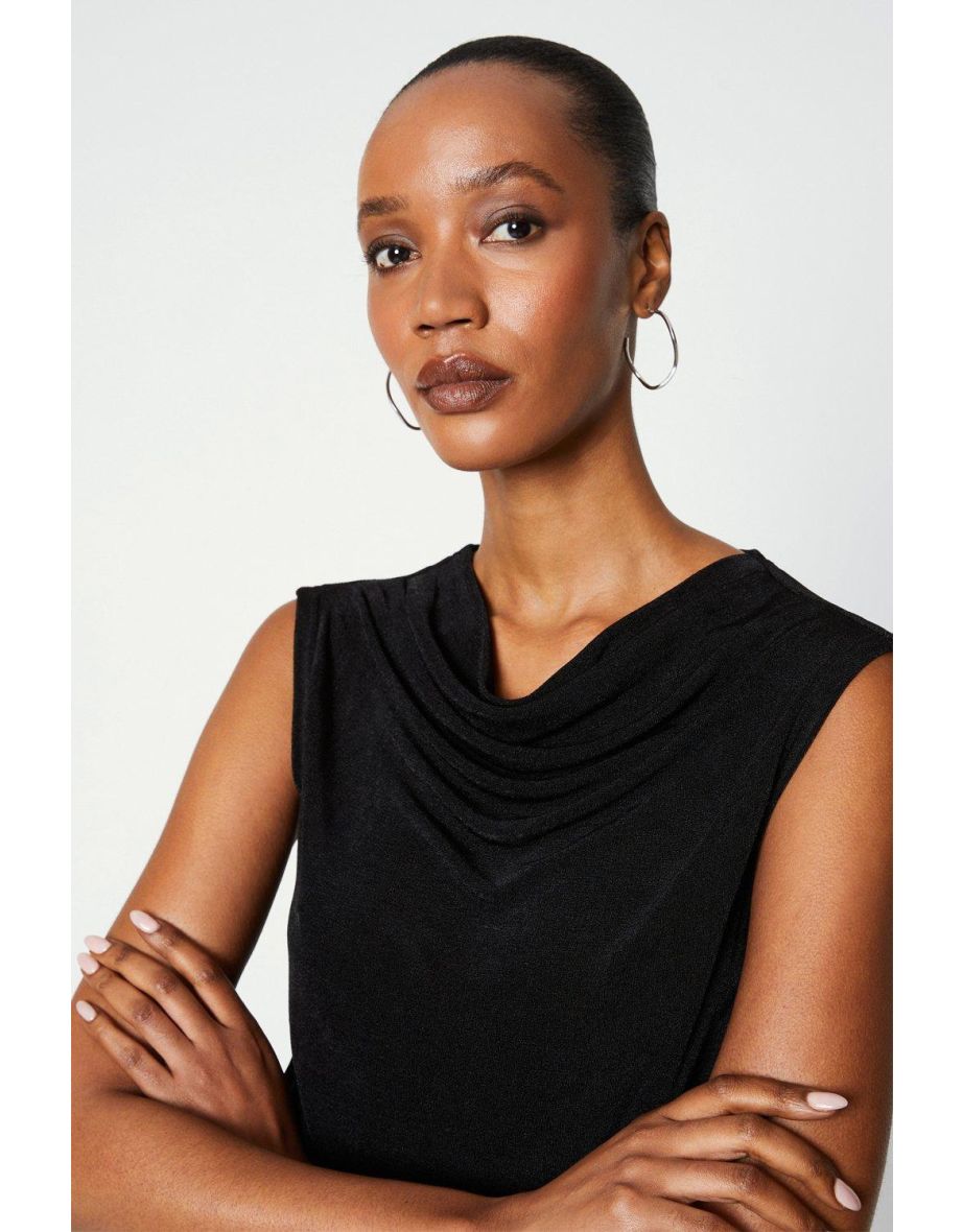 Glitter Jersey Cowl Top - black - 3