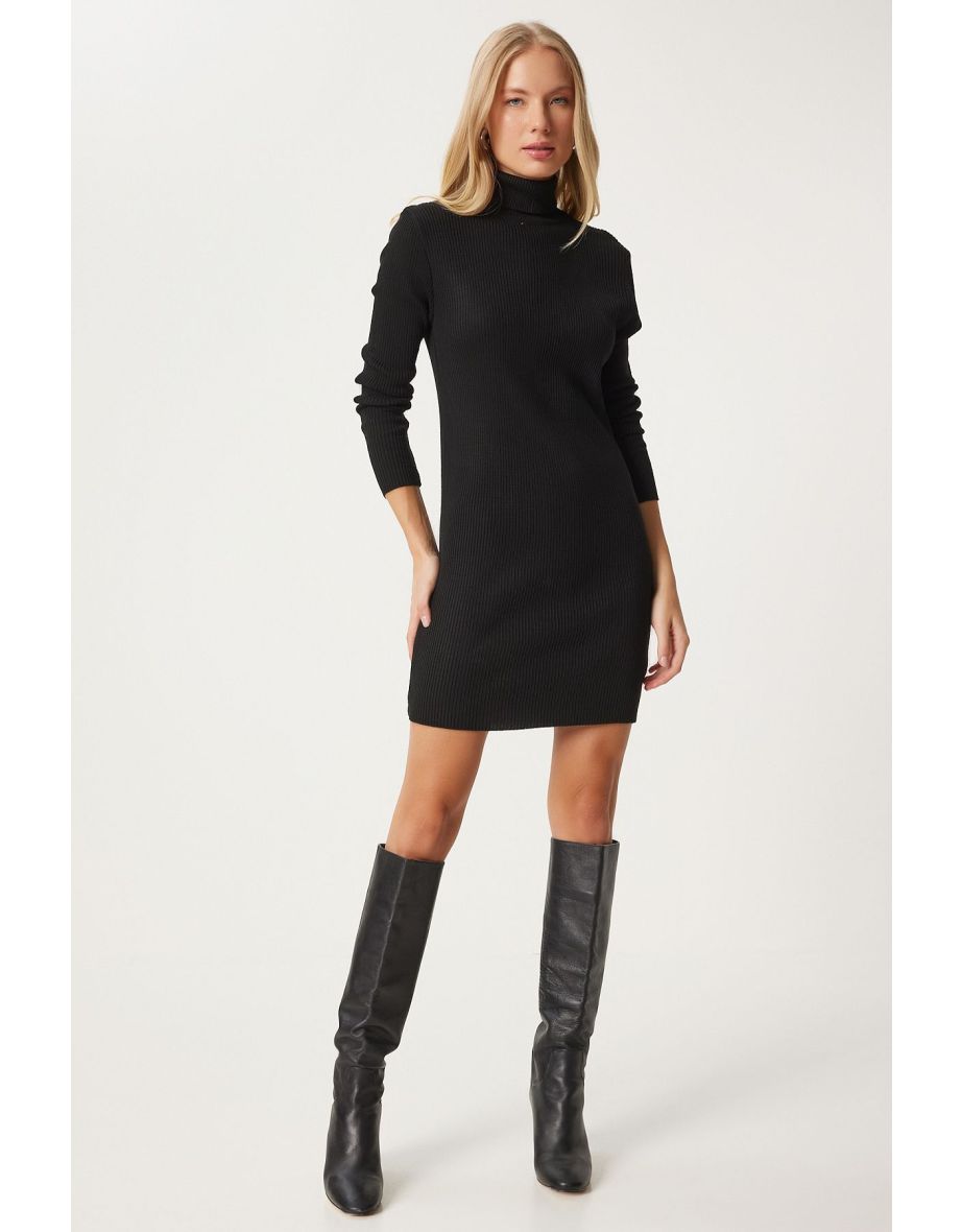 Women's Black Turtleneck Sweater Dress