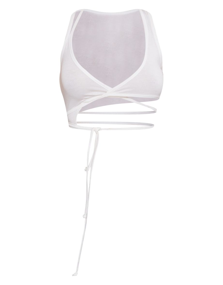 White Strappy Wrap Around Crop Top - 4