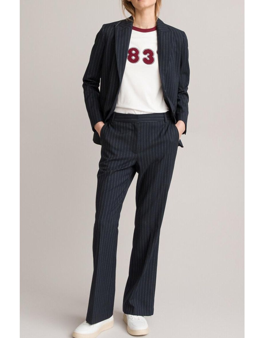 Tennis Striped Flared Trousers, Length 31"