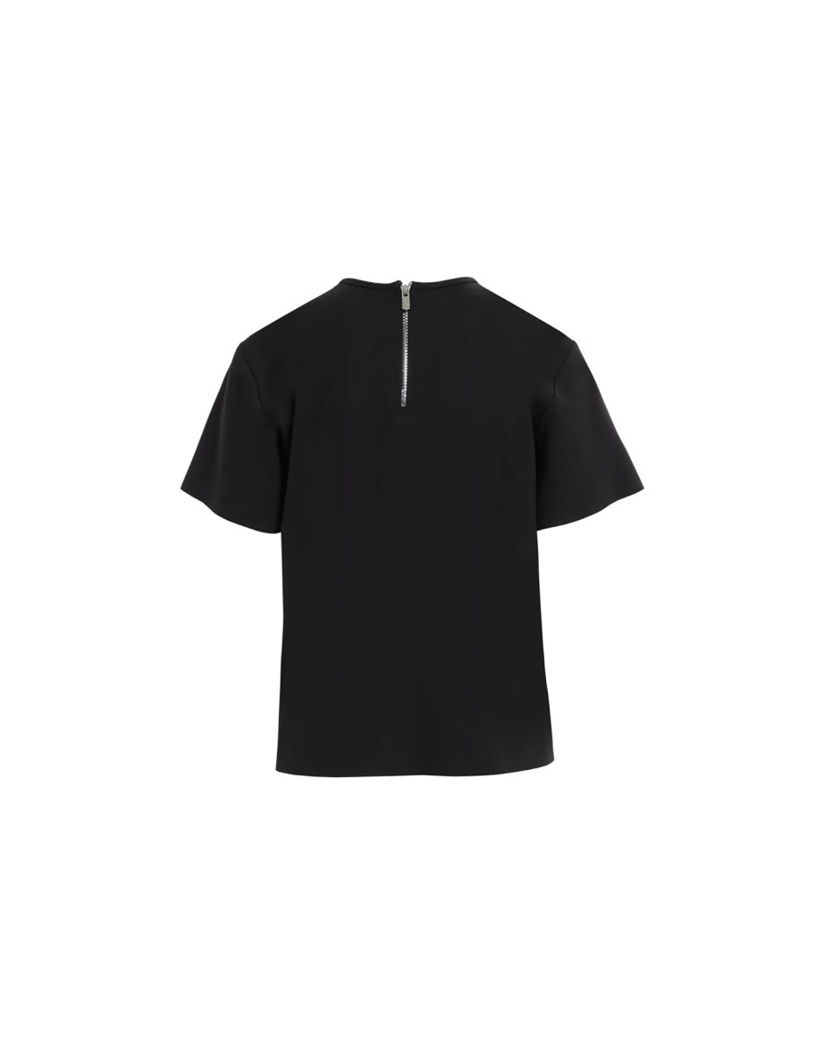 Black Short Sleeve with Beaded Embroidery T-shirt - 2
