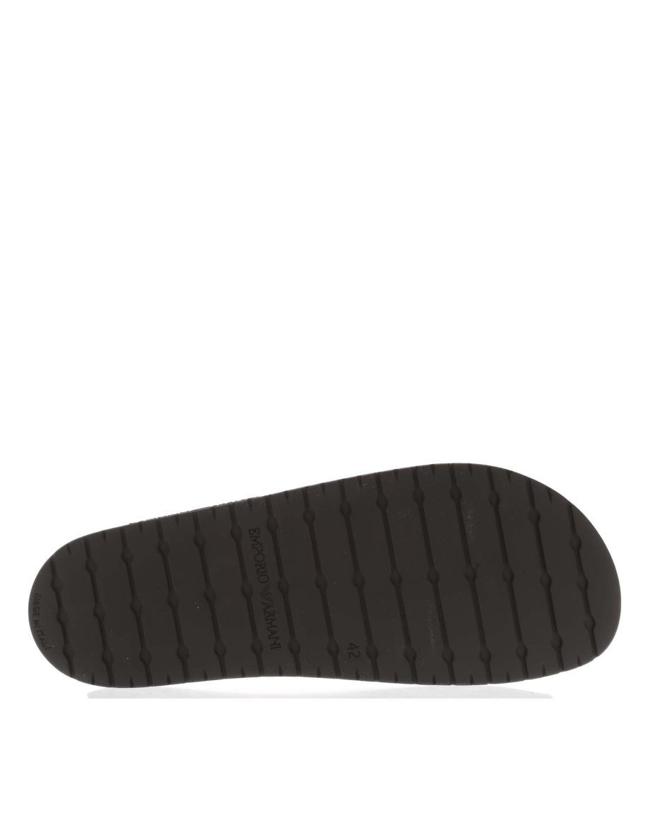 Men's Armani Eagle Logo Sliders in Black - 3