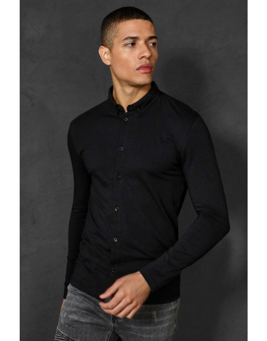 boohooMAN Men's Long Sleeve Muscle Fit Polo