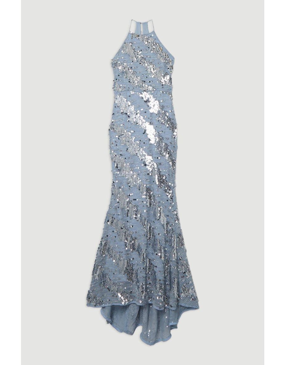 Tall  Placed Sequin Fishtail Floor Length dress - 3
