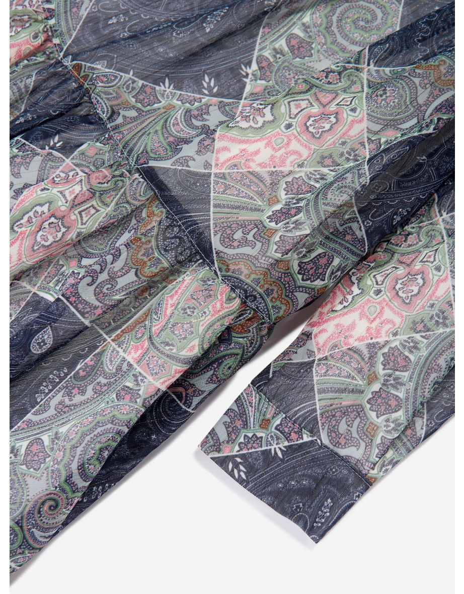 Girls Paisley Woven Dress in Blue - 3