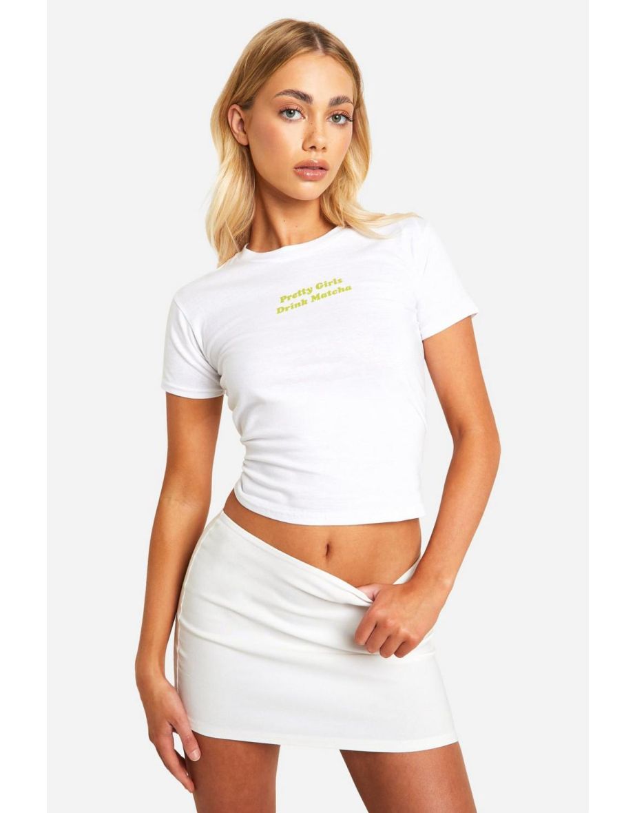 Pretty Girls Drink Matcha Slogan Baby Tee