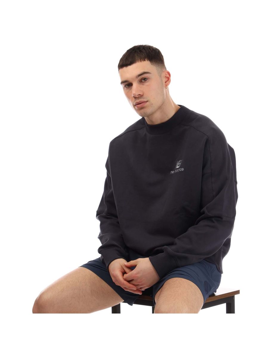 Men's New Balance Archive French Terry Crewneck Sweatshirt in Blue - 3