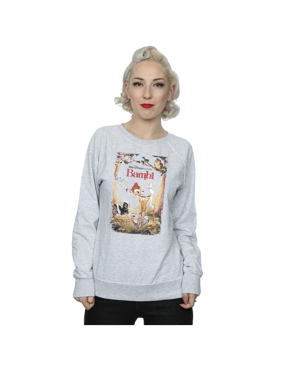 Bambi Womens/Ladies Poster Sweatshirt - Heather Grey