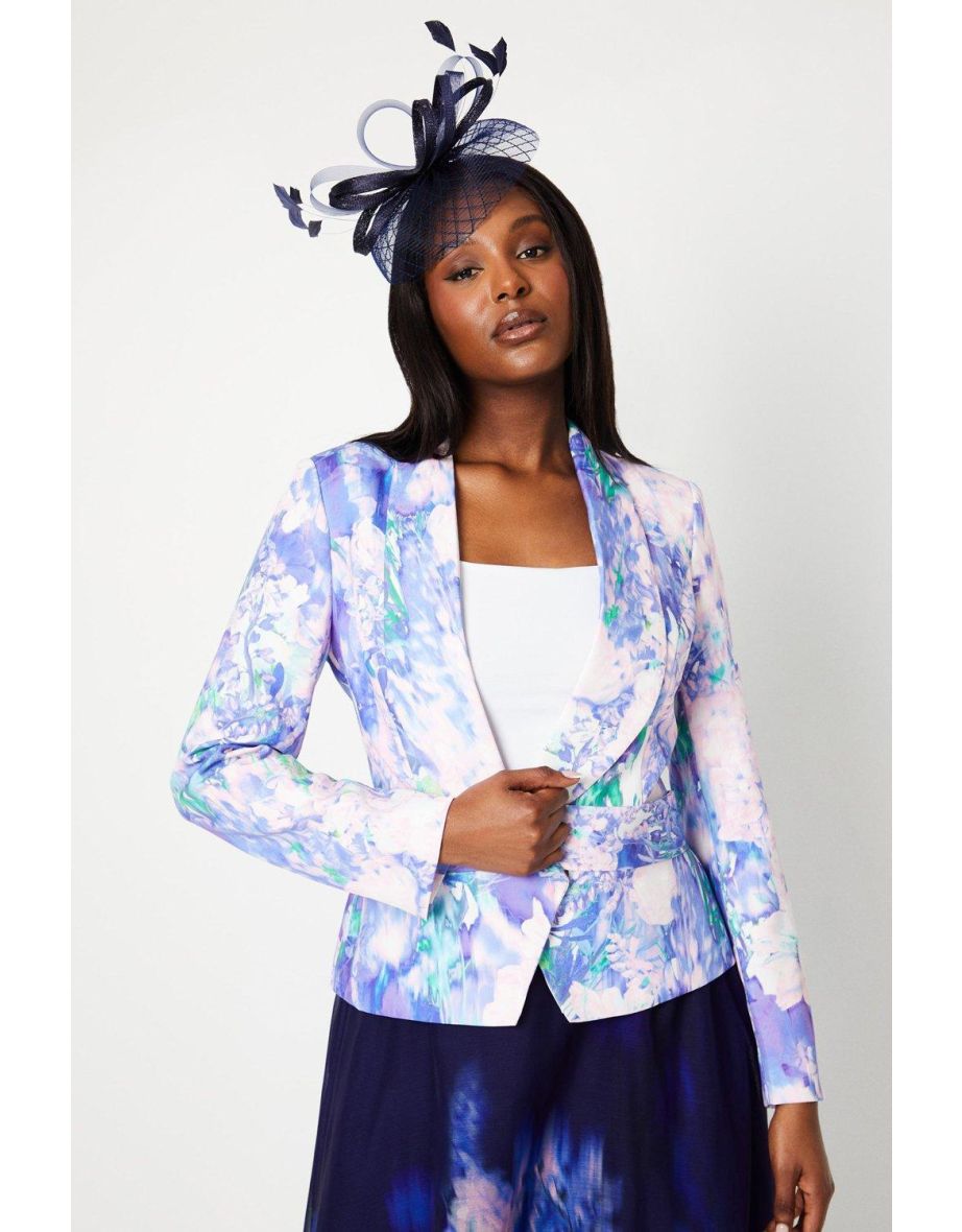 Printed Tie Waist Blazer