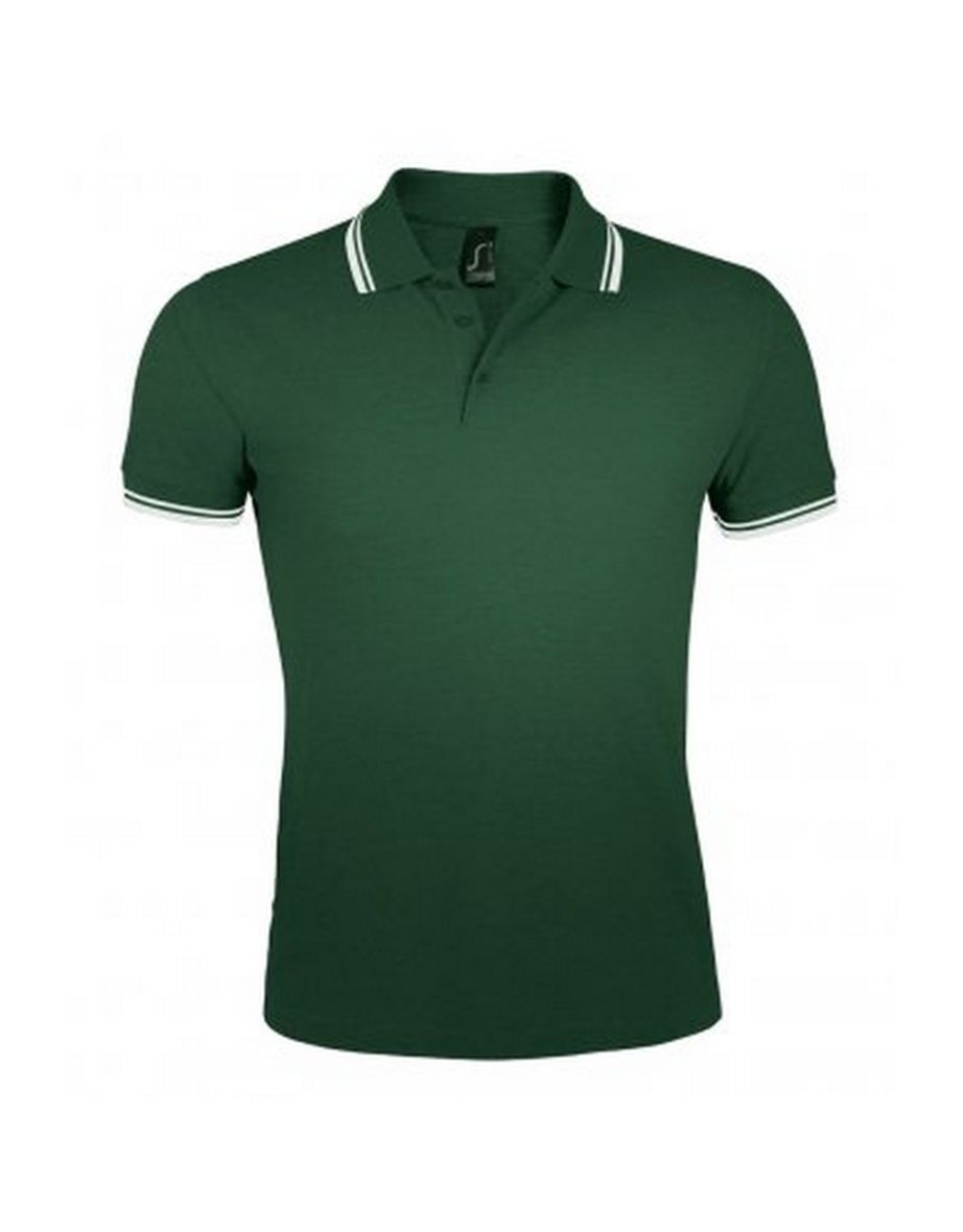 SOLS Mens Pasadena Tipped Short Sleeve Pique Polo Shirt - Forest/White