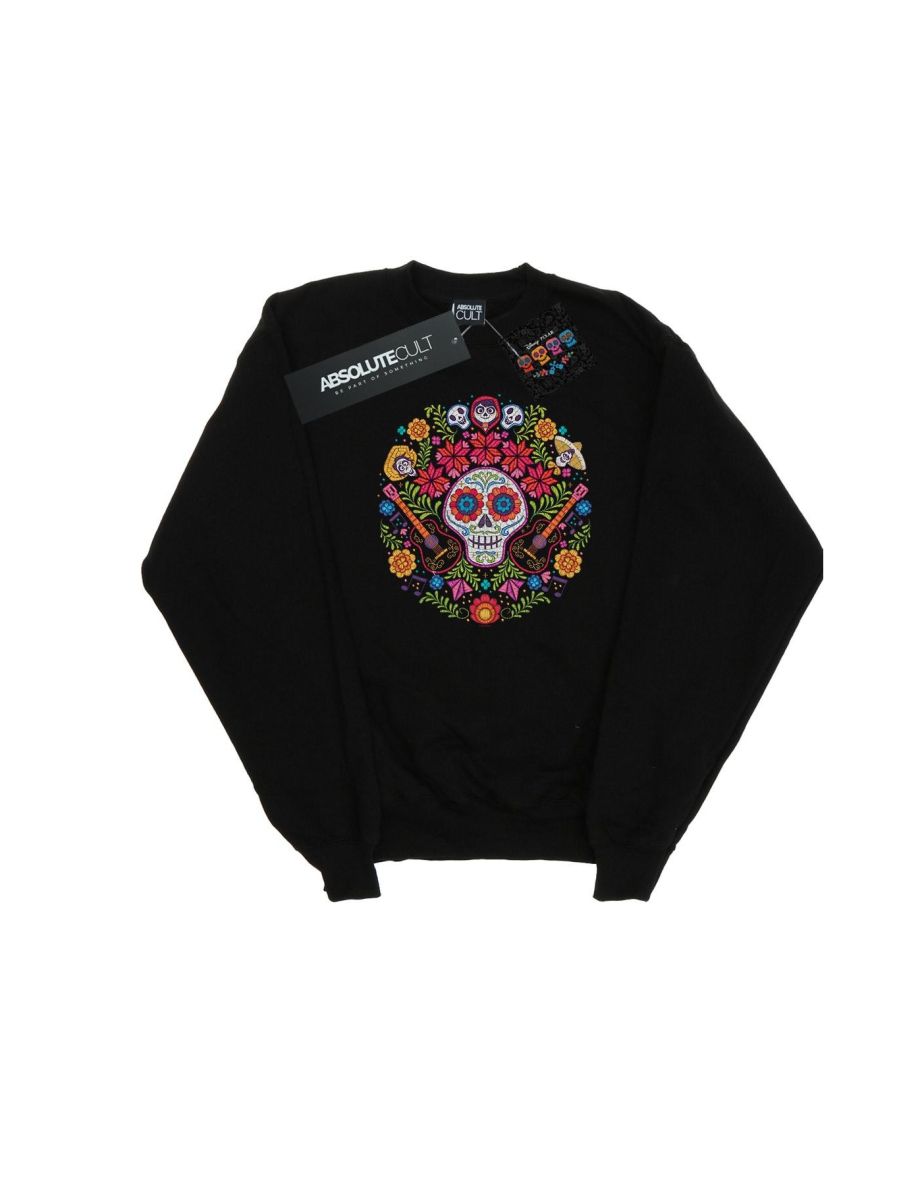 Disney Boys Coco Embroidered Skull Print Sweatshirt - Black