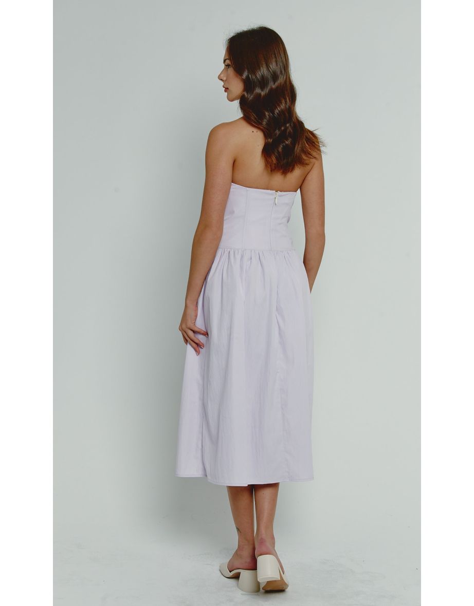 Lilac Corset Drop Waist Midi Dress - 2