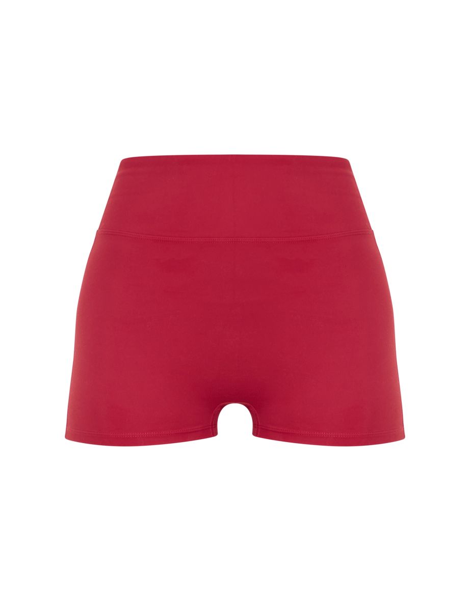 Dark Red Sculpt Ruched Bum Booty Shorts - 5