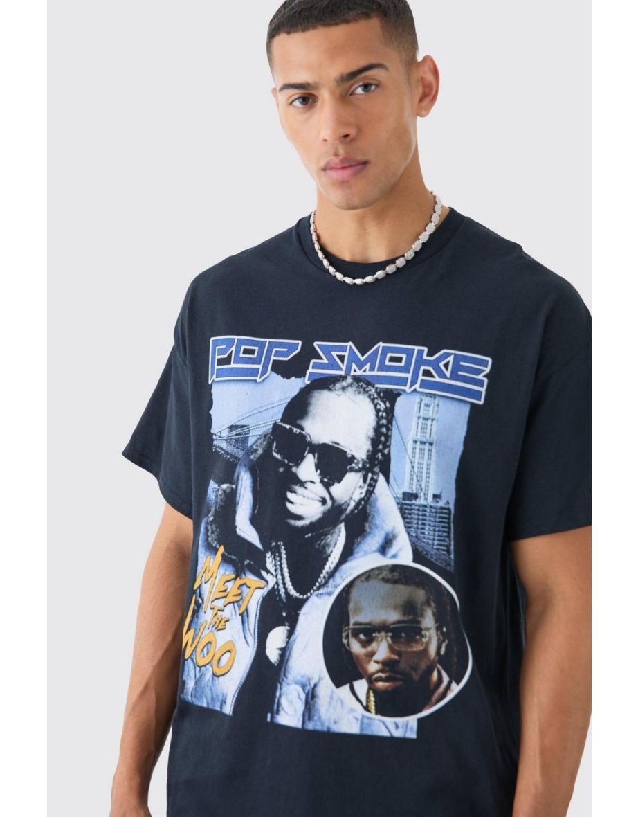 Oversized Pop Smoke License T-shirt - black - 2