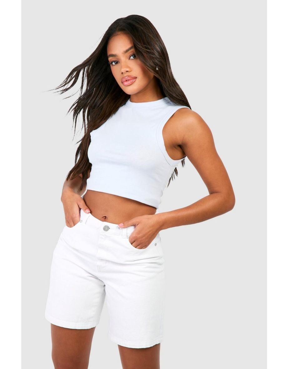 Basic Boyfriend Denim Shorts - white - 3