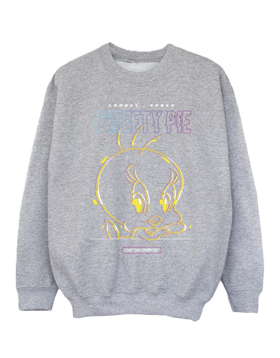 Looney Tunes Girls Tweety Glitch Sweatshirt - Sports Grey