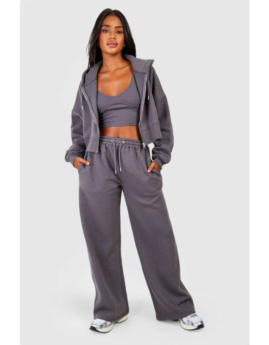 Seam Detail Crop Top 3 Piece Hooded Tracksuit