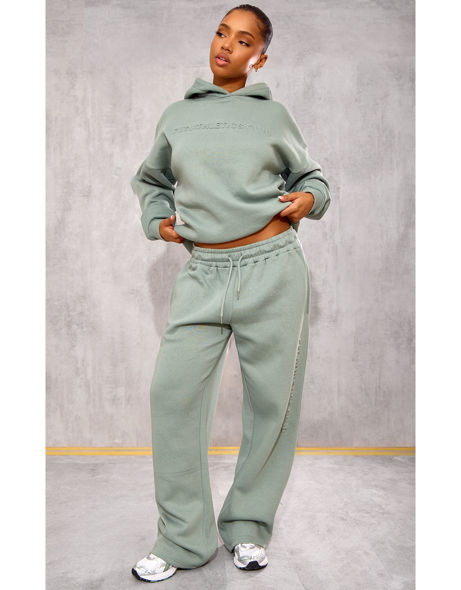 PRETTYLITTLETHING Sage Athletics Club Embossed Graphic Oversized Hoodie