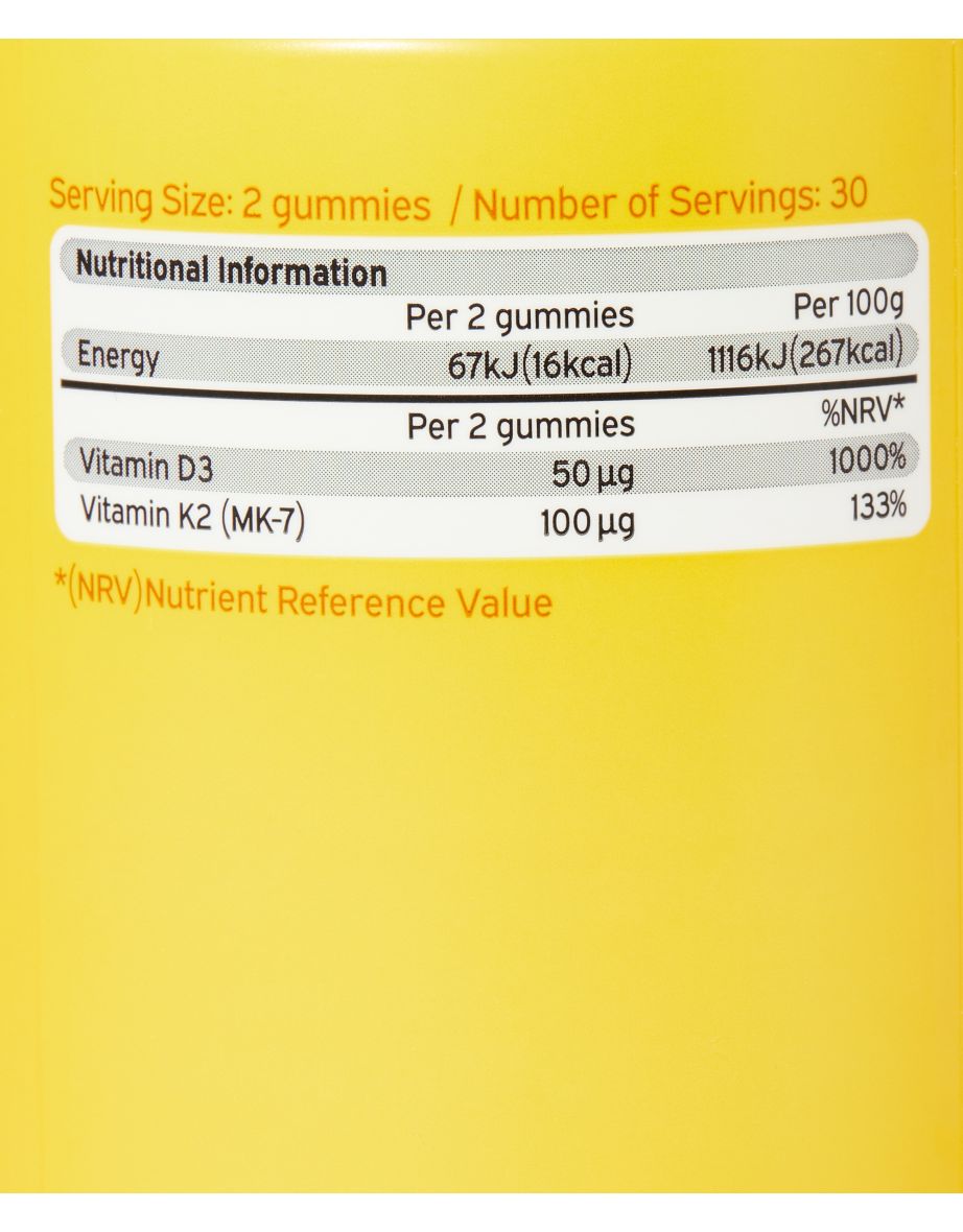 Vitamin D3 + K2 - 60 gummies that support skeletal function. - 1