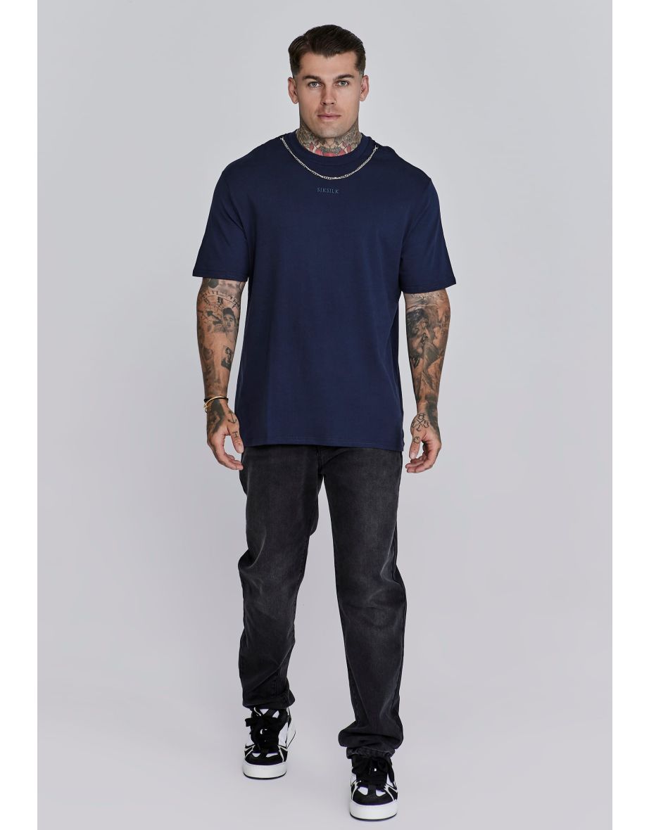Men's SikSilk Oversized Chain T-Shirt in Blue