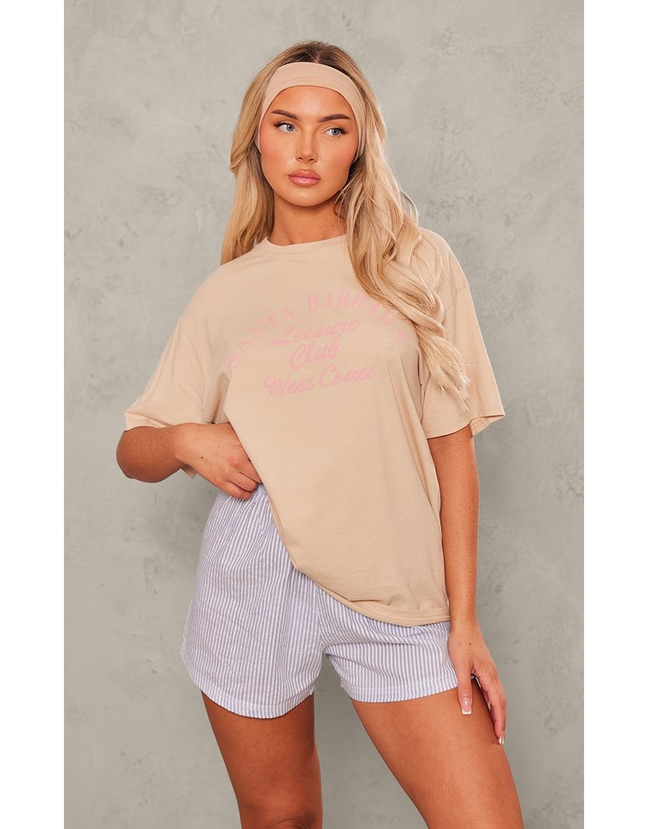 Stone Washed Santa Barbara Printed T Shirt