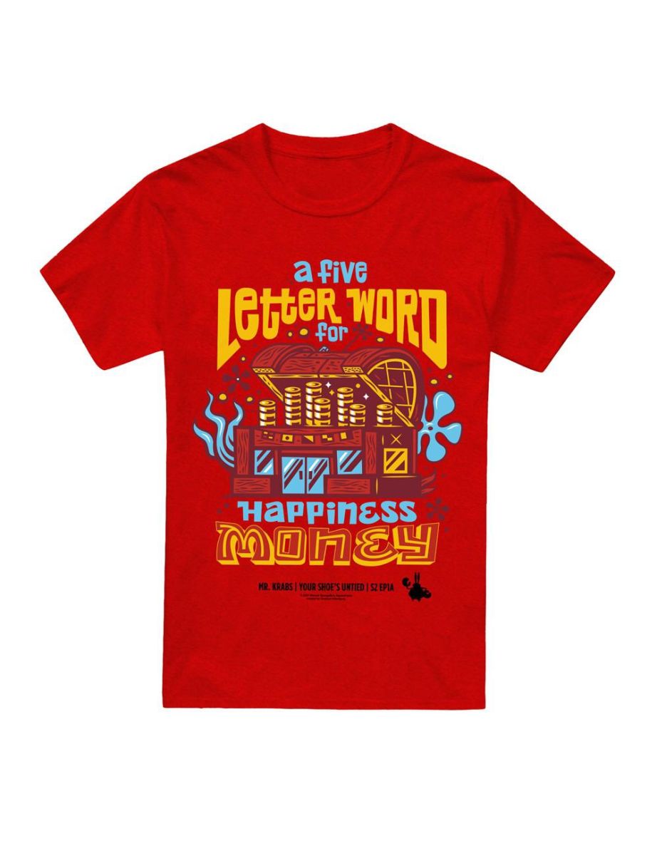 SpongeBob SquarePants Unisex Adult Money Mr Krabs T-Shirt - Red