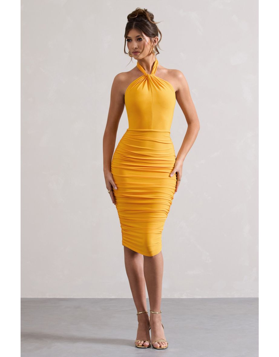 Serendipity | Mango Halter Neck Knot Midaxii Dress - 4