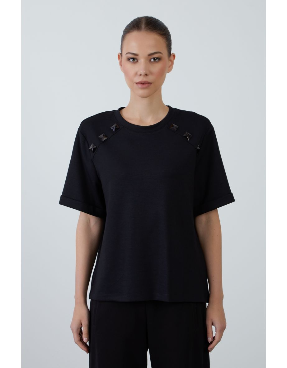 Black Comfort Fit Double Sleeve T-Shirt