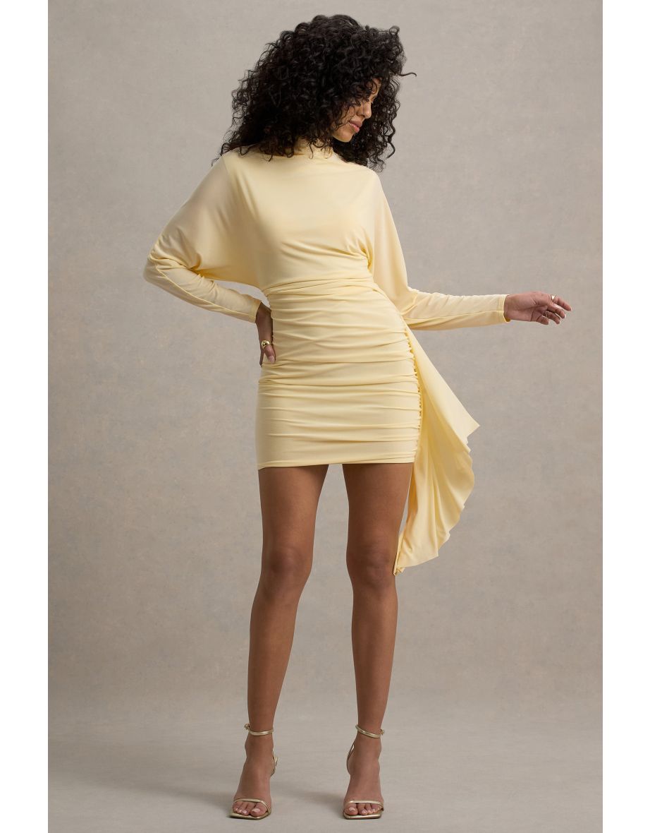 Emilia | Lemon Long-Sleeve Mini Dress With Sash