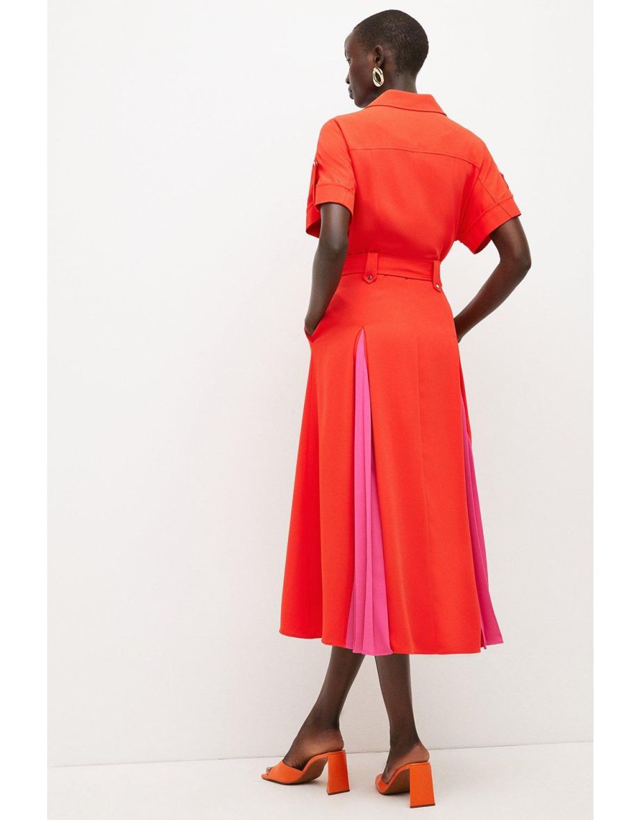 Soft Tailored  Colourblock Shirt Dress - 2