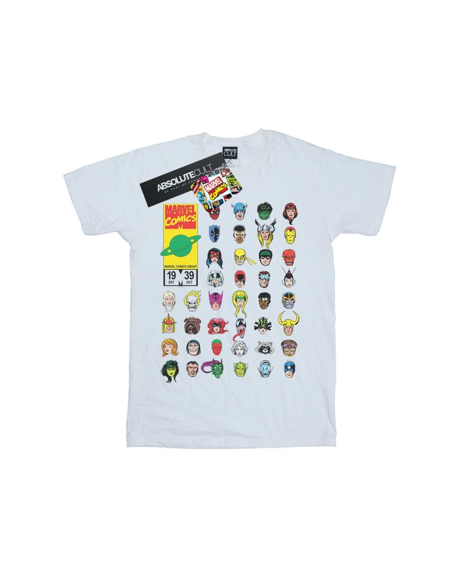 Marvel Mens Marvel Comics Heads Cover T-Shirt - White - 1