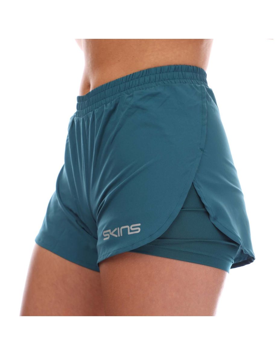 Women's Skins Series-3 X-Fit Shorts in Turquoise - 2