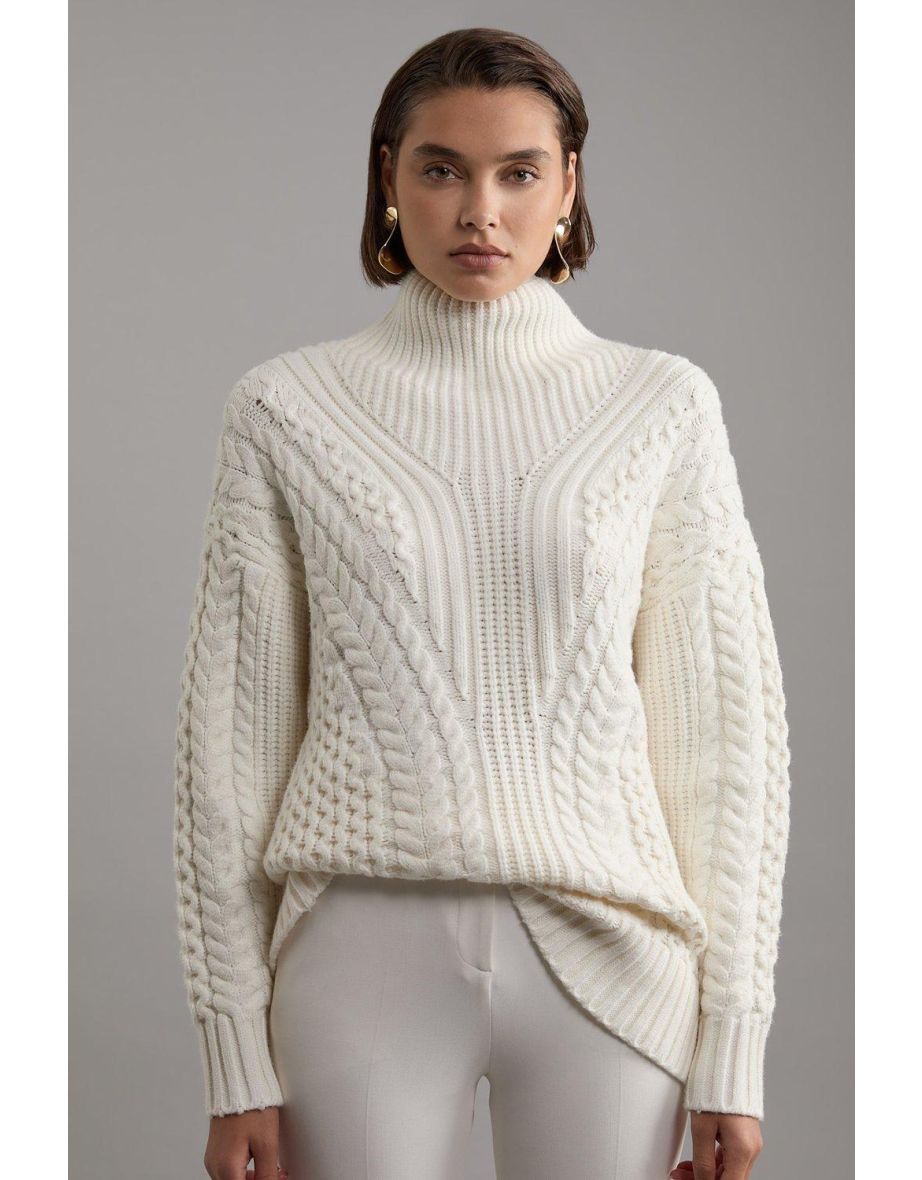 Cable Knit Balloon Sleeve Jumper