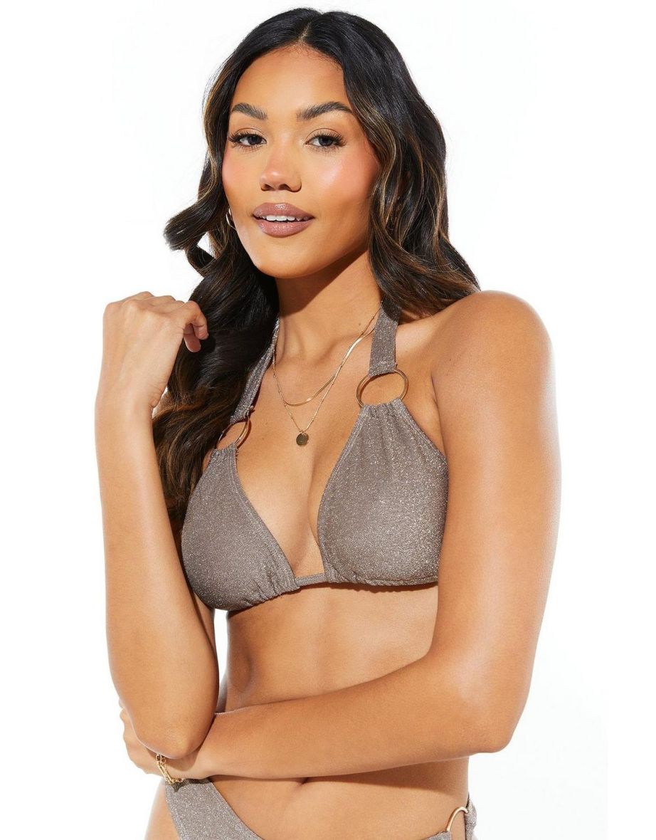 Ring Detail Halterneck Bikini Top - 2