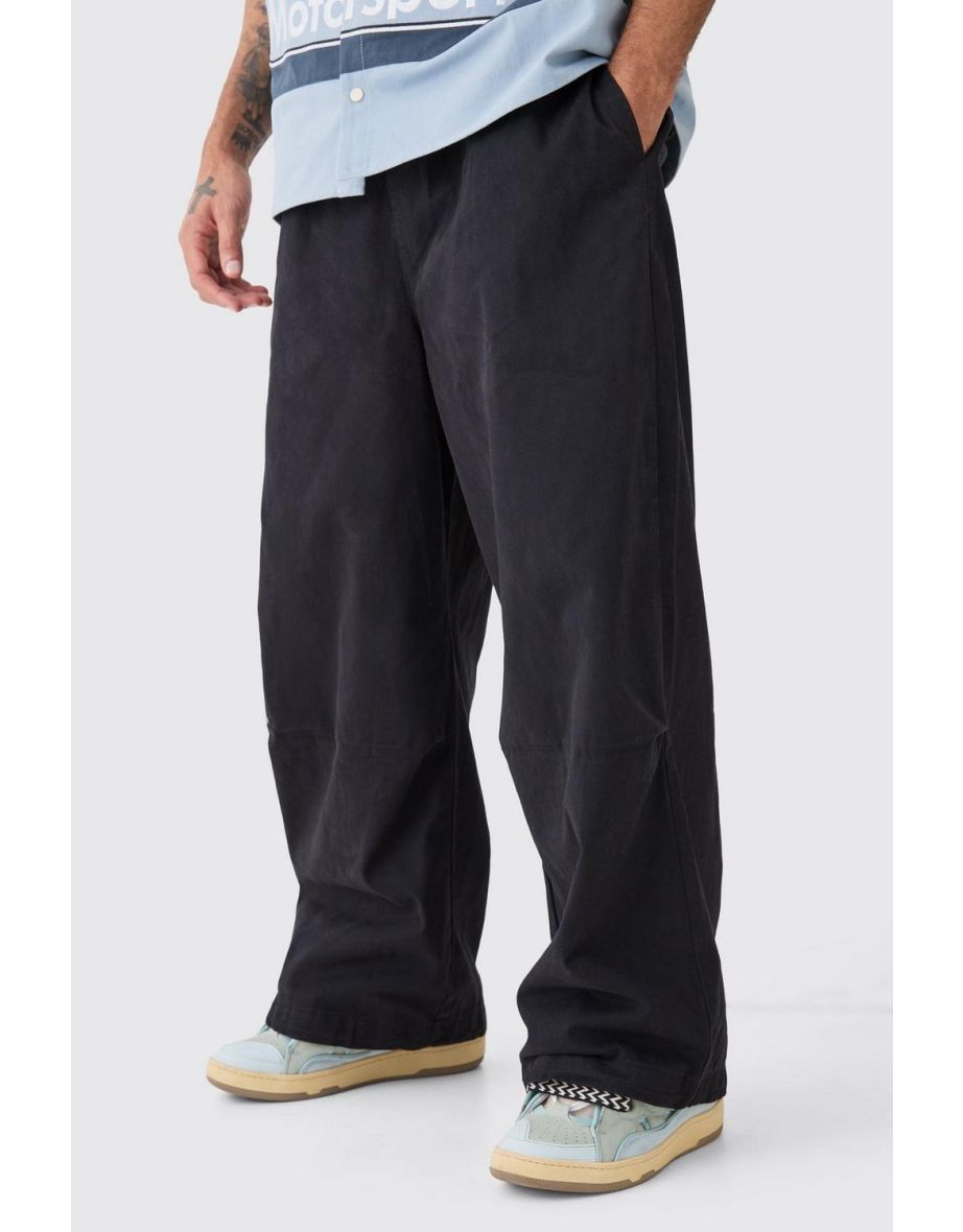 Bungee Waist Twill Parachute Pants - black