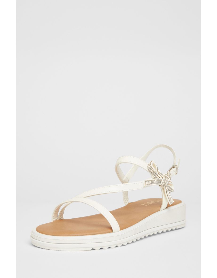 White Strappy Bow Detail Sandal