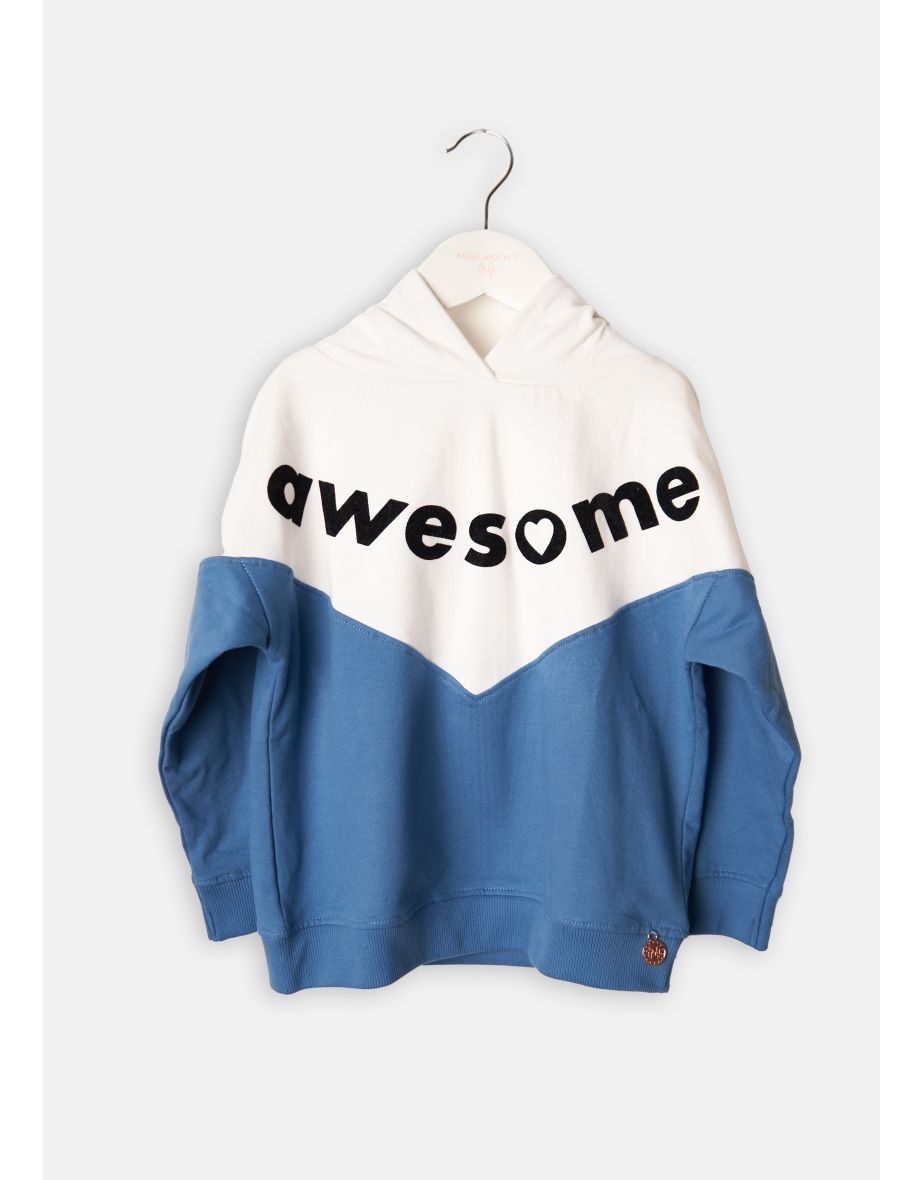 Issy Blue White Chevron Slogan Hoodie - 4