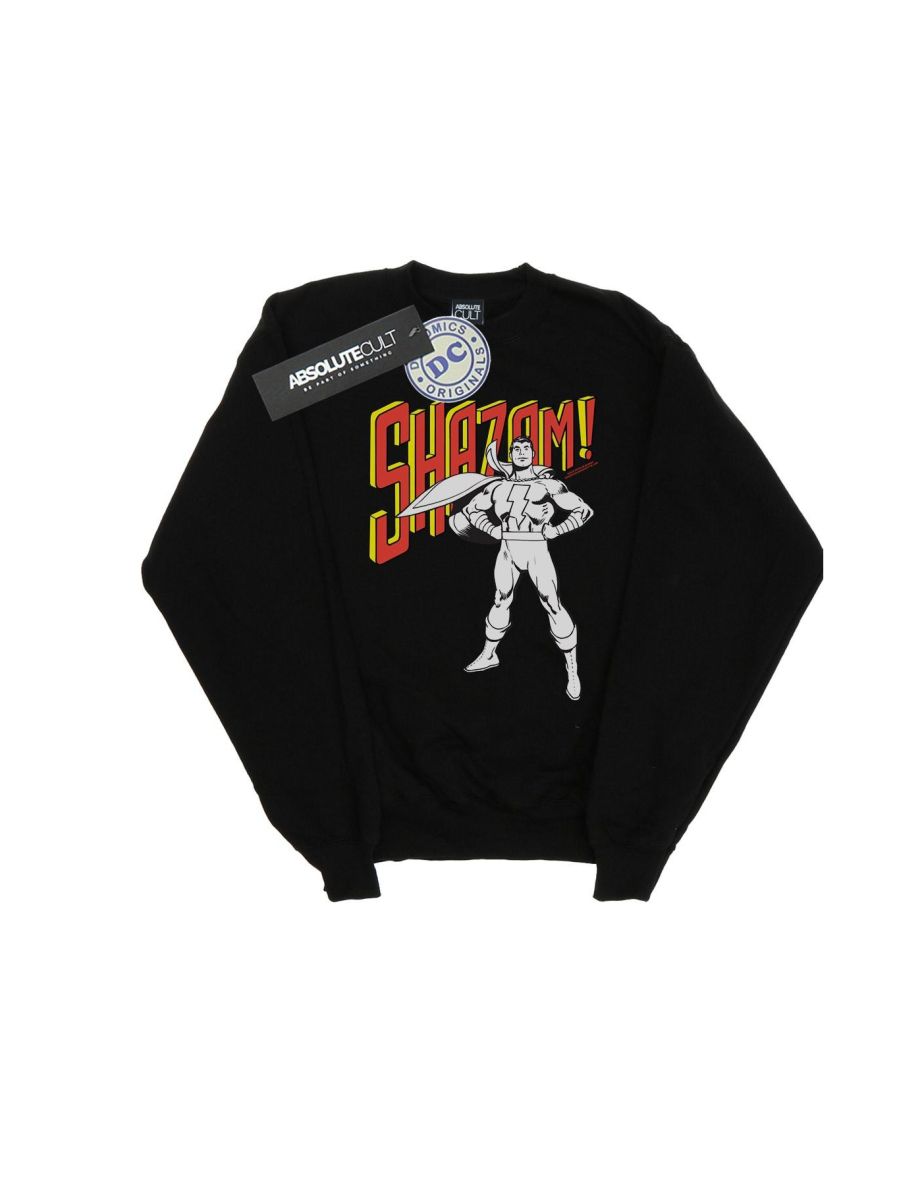 DC Comics Boys Shazam Mono Action Pose Sweatshirt - Black