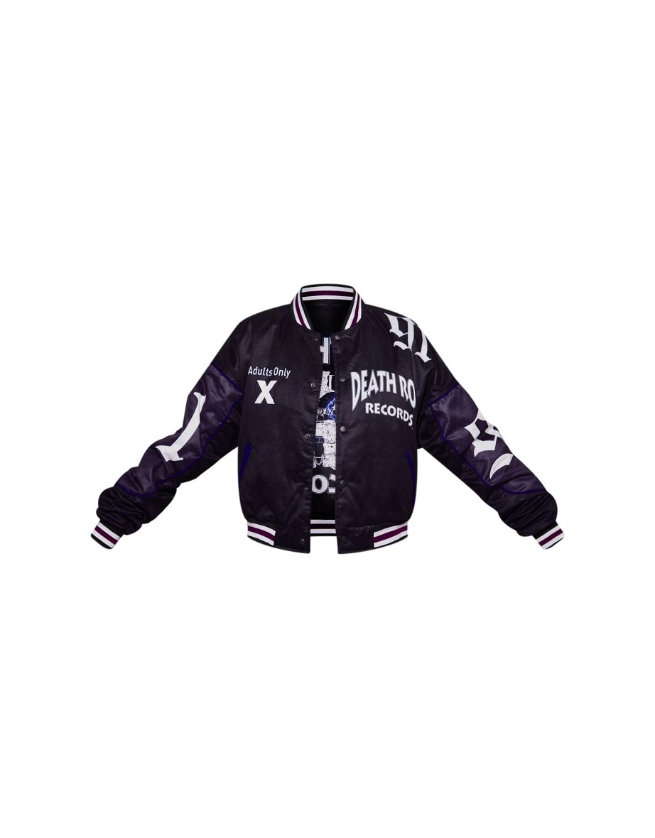 Black Deathrow Records Graphic Printed Bomber Jacket - 4