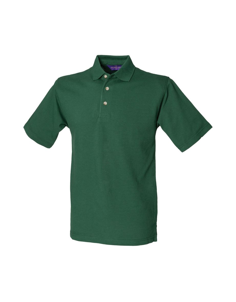 Henbury Mens Classic Cotton Pique Heavy Polo Shirt - Bottle Green