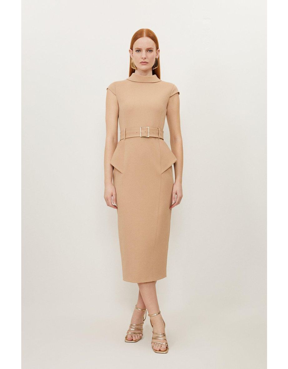 Karen Millen Brown Column Midi Evening Dress