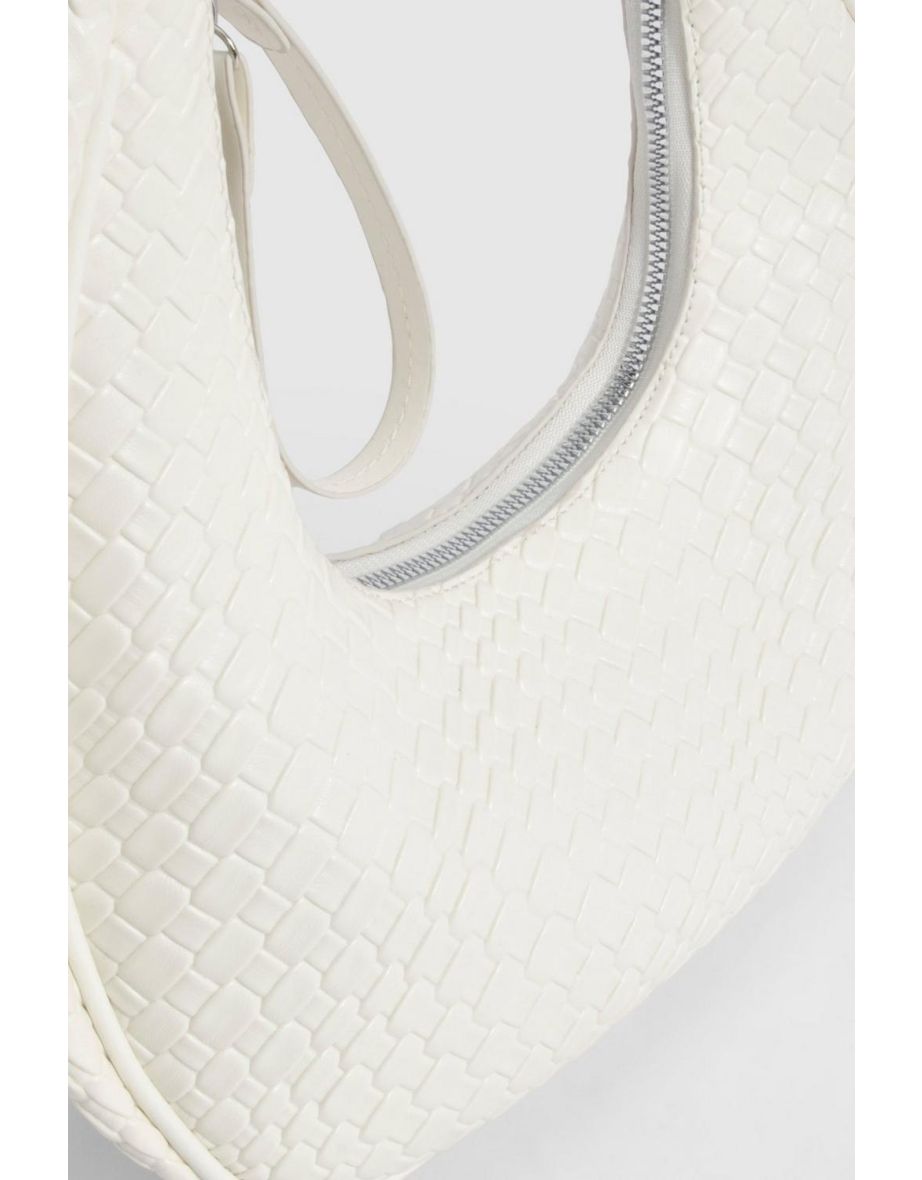 Croc Curved Shoulder Bag - white - 3